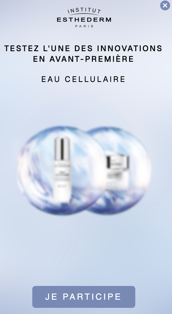 Institut Esthederm Eau Cellulaire gamme soins test gratuit