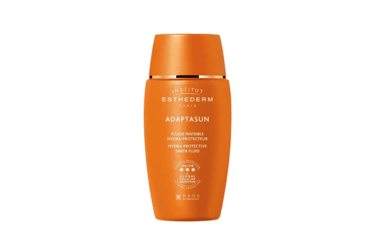 Institut Esthederm Adaptasun Fluide Invisible Hydra-Protecteur flacon orange solaire visage soleil fort