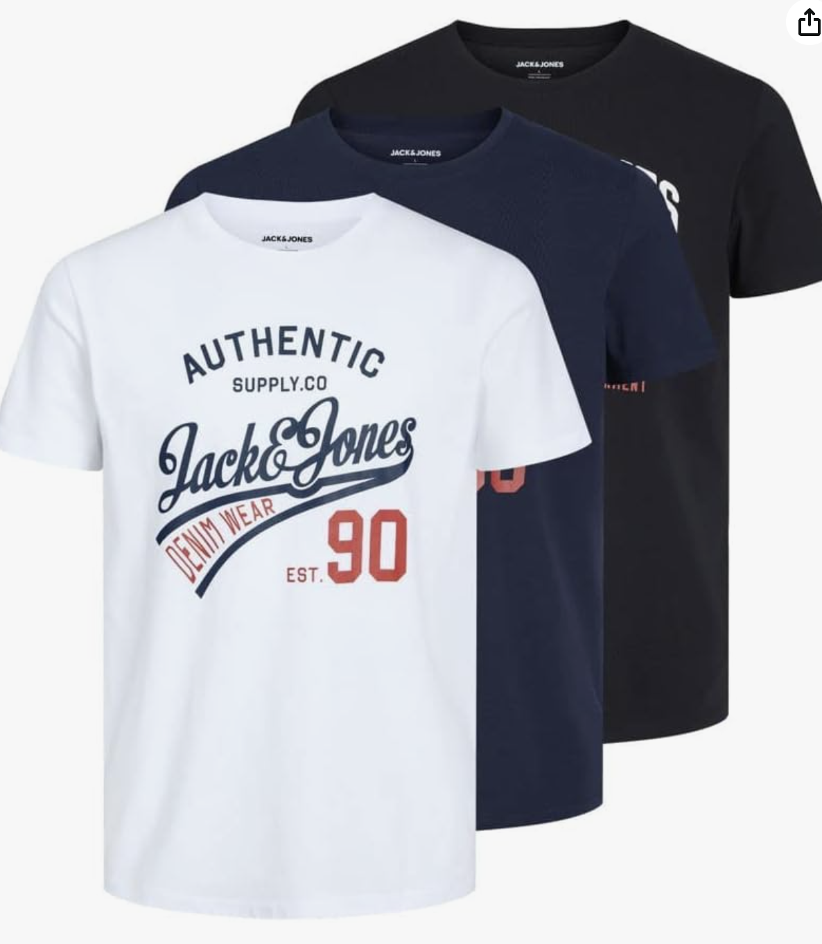 Jack & Jones lot 3 t-shirts noirs col rond homme