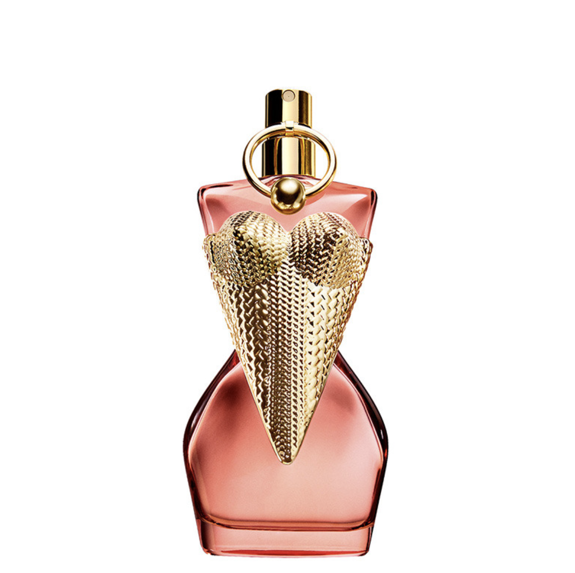 Flacon Jean Paul Gaultier Divine Couture rose laqué avec corset doré tressé
