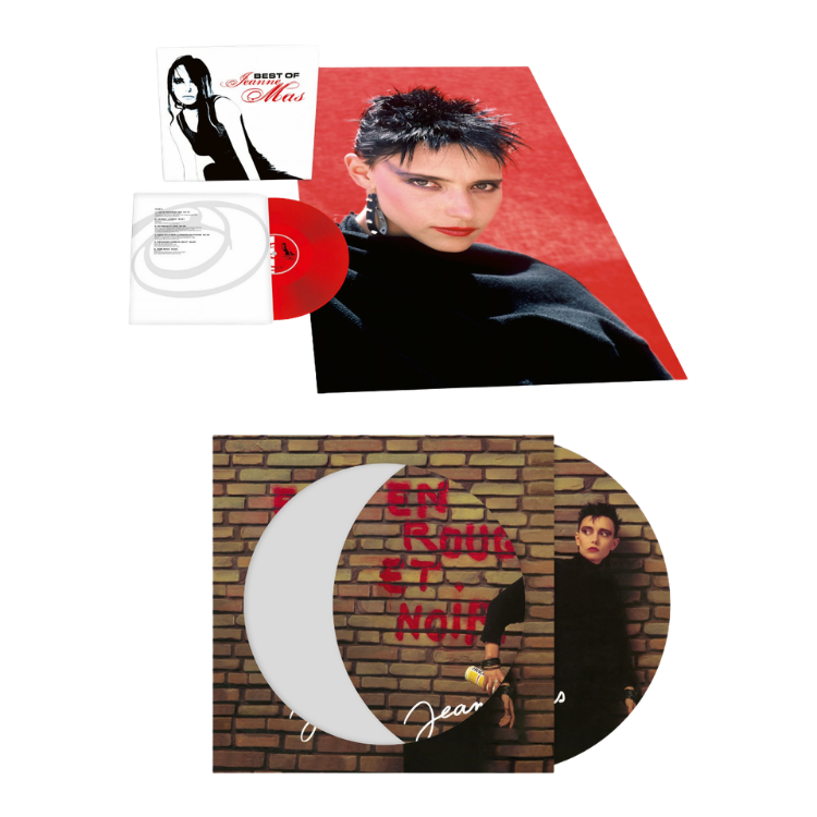 Jeu concours Jeanne Mas avec un Best Of vinyle et un maxi 45 tours Picture En rouge et noir à gagner