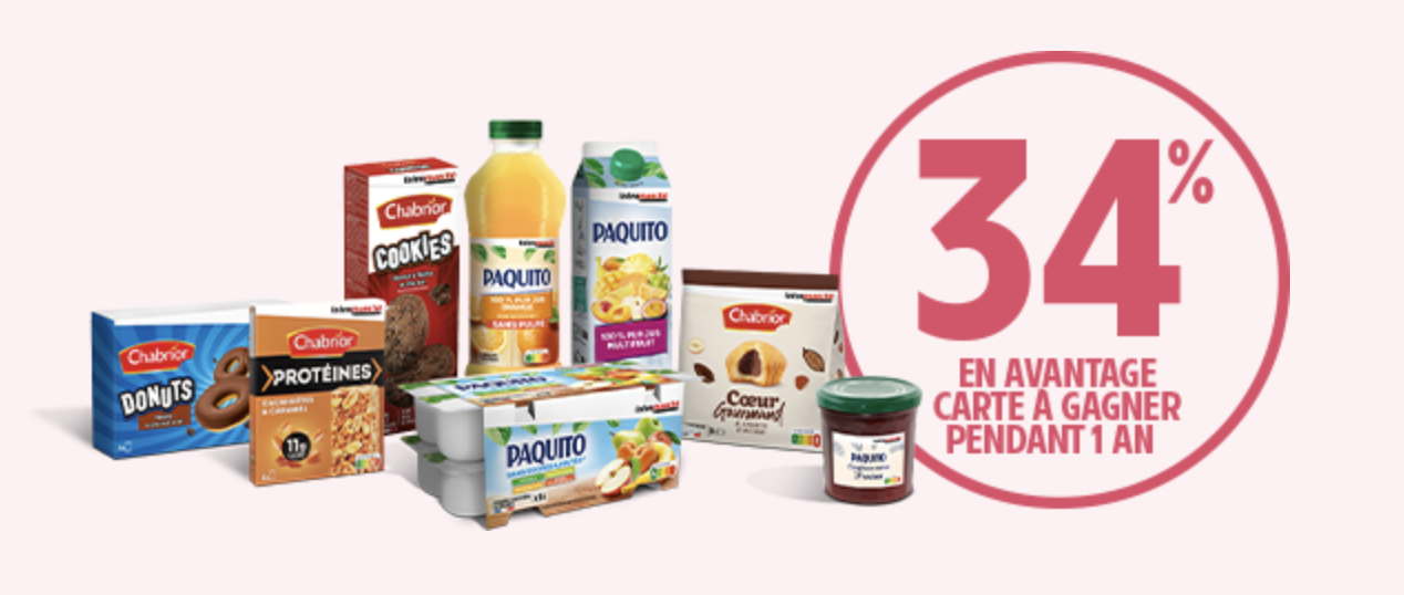 Jeu Intermarché Familles Nombreuses avec 34 pour cent en avantage carte sur Chabrior et Paquito pendant un an