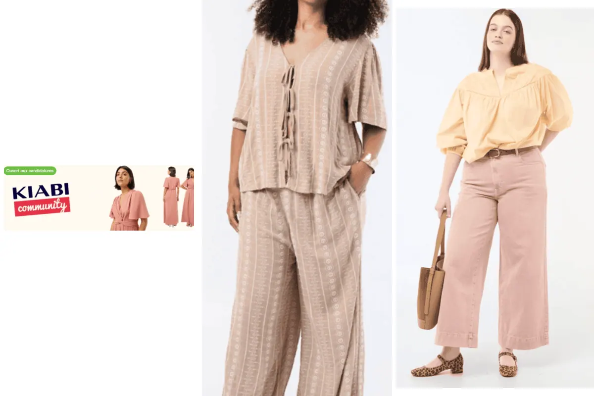Des pièces testées via Kiabi Community : robe longue rose col croisé et ensemble grande taille blouse-pantalon