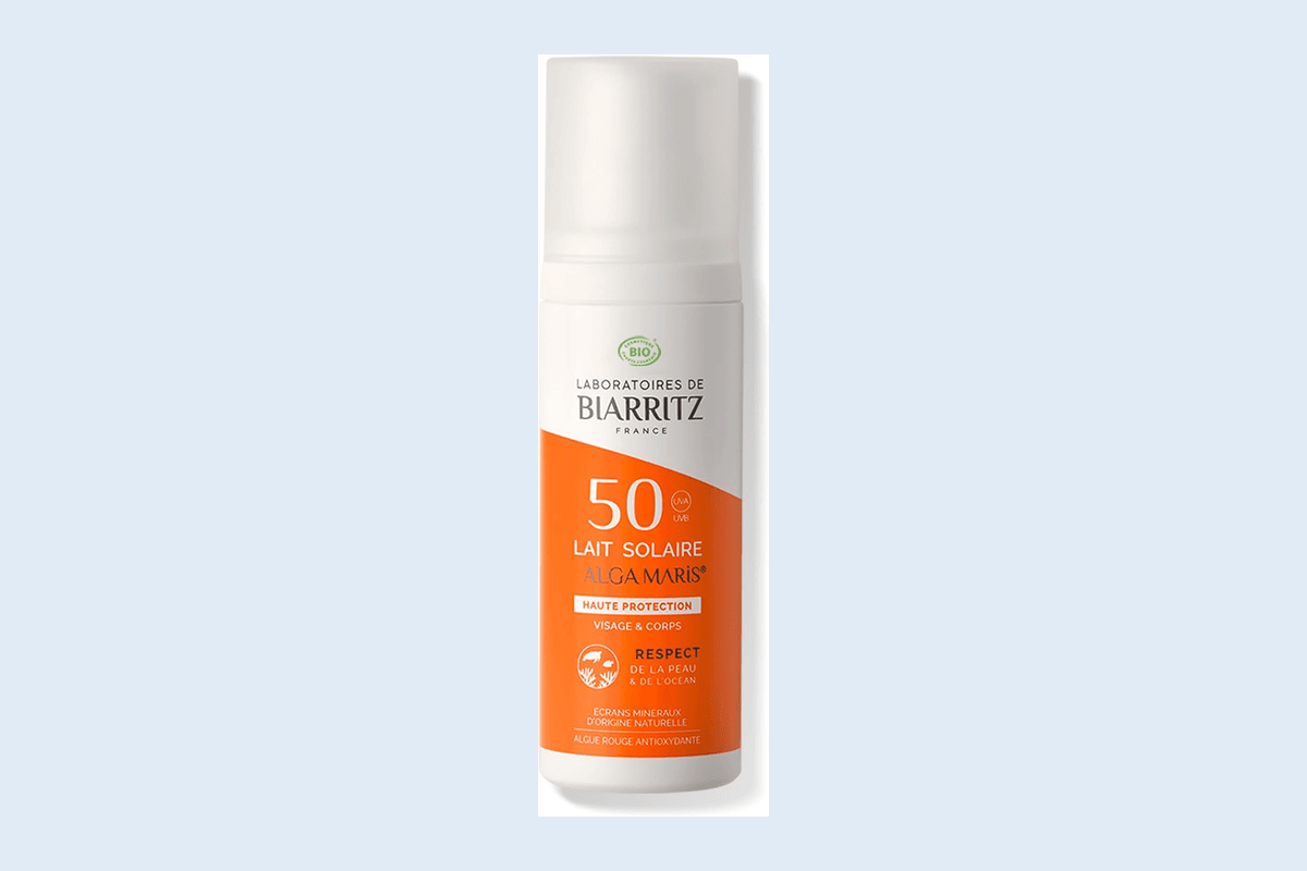 Laboratoires de Biarritz Alga Maris Lait Solaire SPF50 bio visage corps texture onctueuse