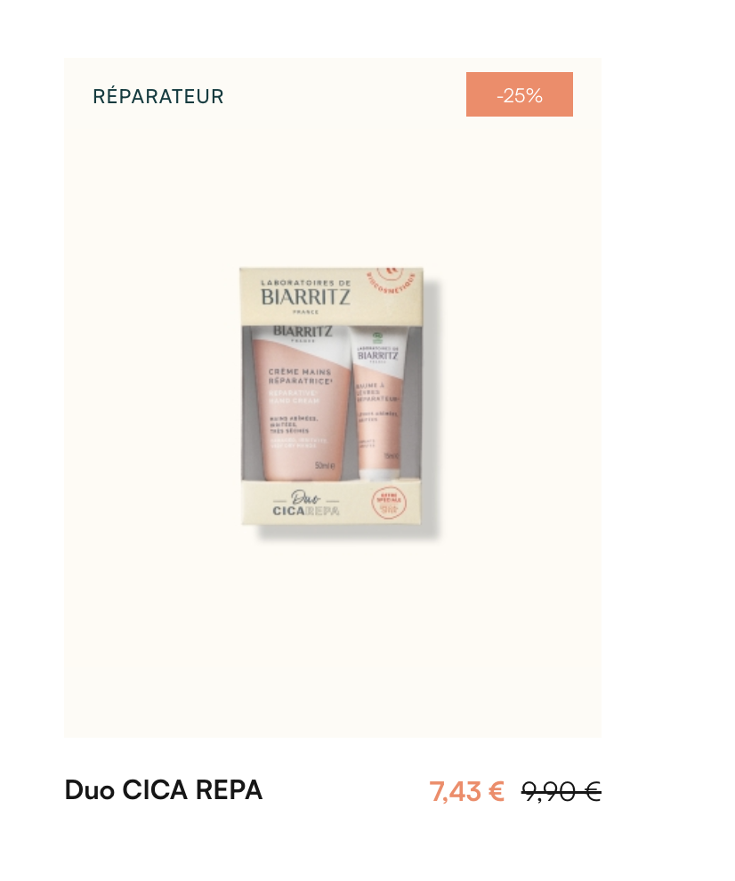 Laboratoires de Biarritz Duo CICA REPA crème mains et baume à lèvres réparateur