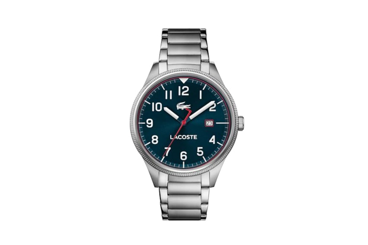 Montre Lacoste Continental 2011022 homme avec cadran bleu et bracelet en acier argenté