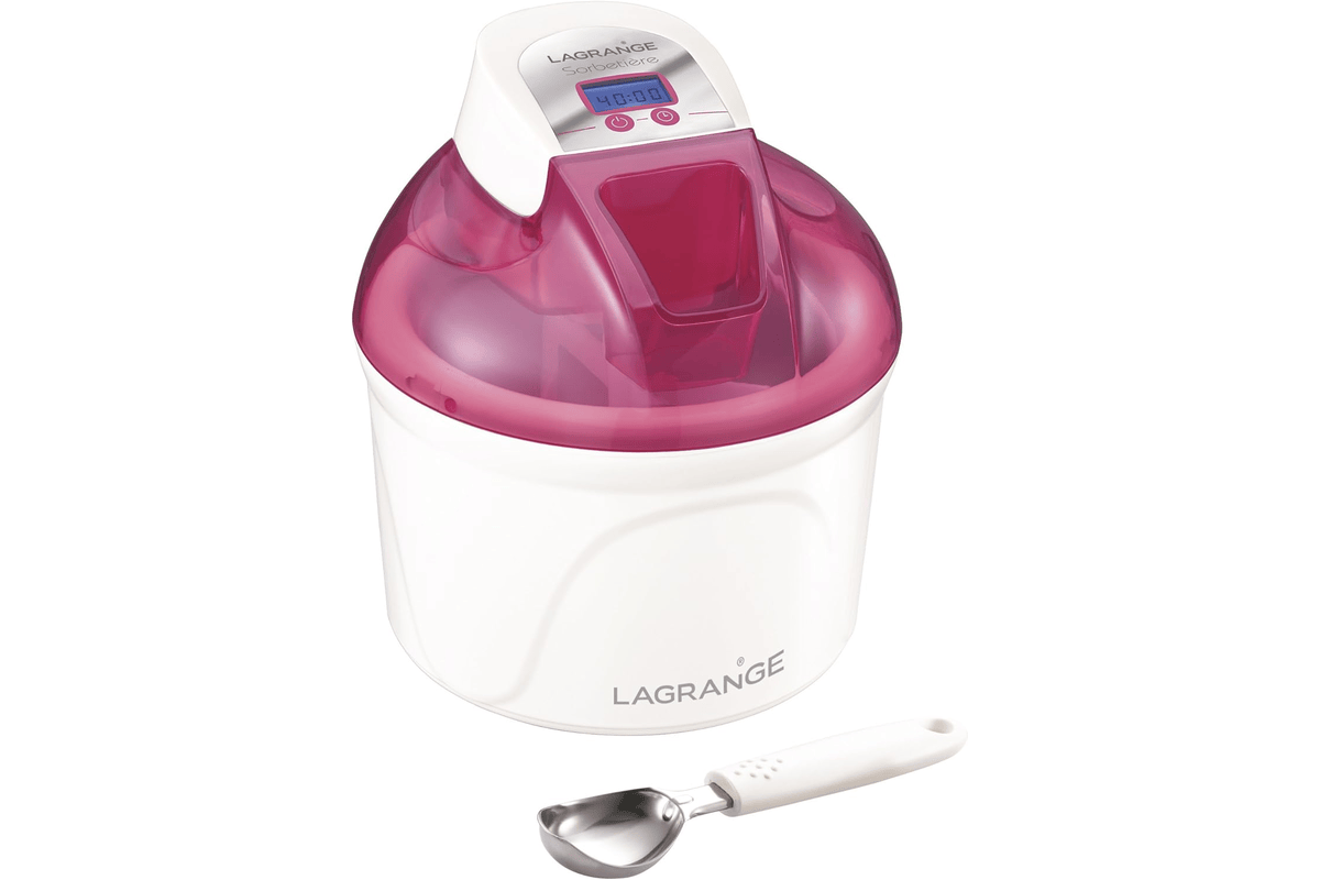 Lagrange 409001 sorbetière 12 W écran LCD cuve 1,5 L framboise glace maison