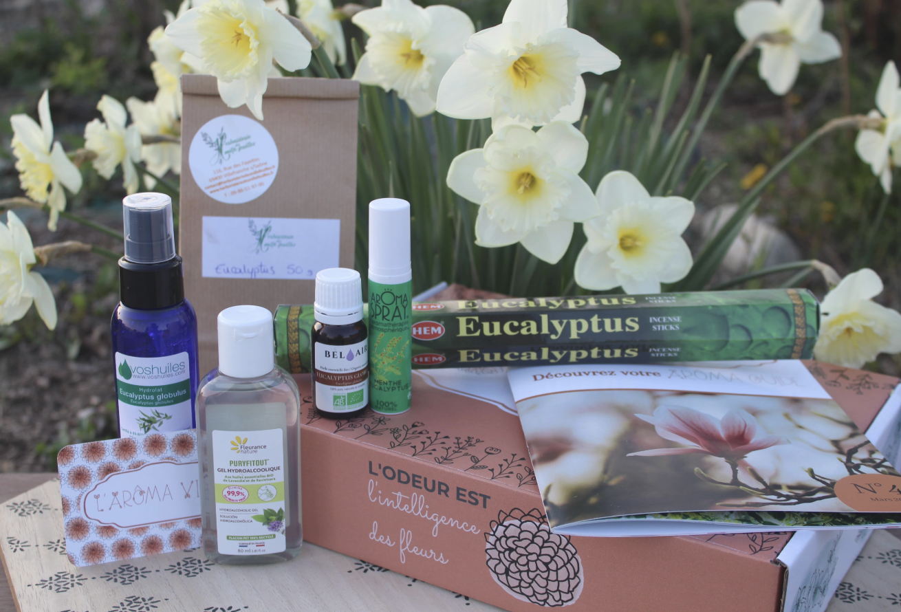 Contenu L'Arôma Box aromathérapie avec huiles essentielles et produits naturels
