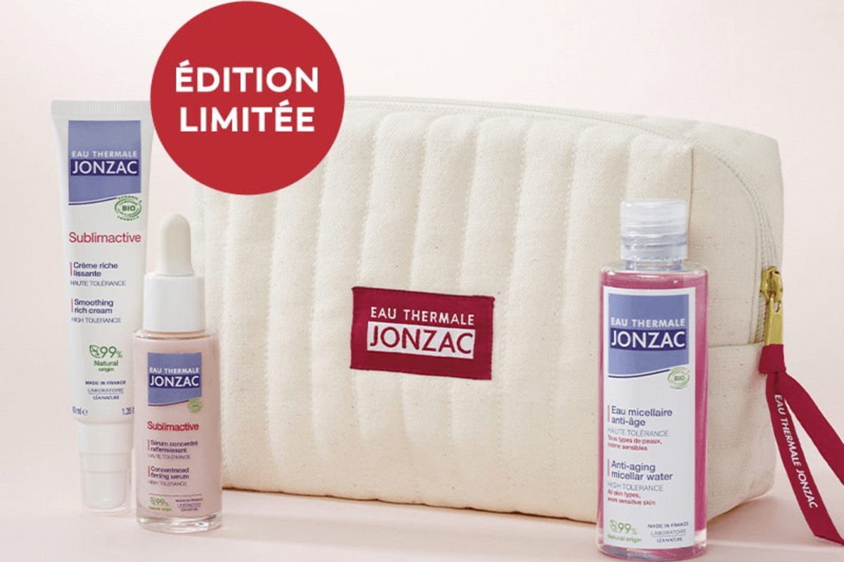 Trousse Eau Thermale Jonzac Sublimactive avec sérum, crème riche et eau micellaire anti-âge