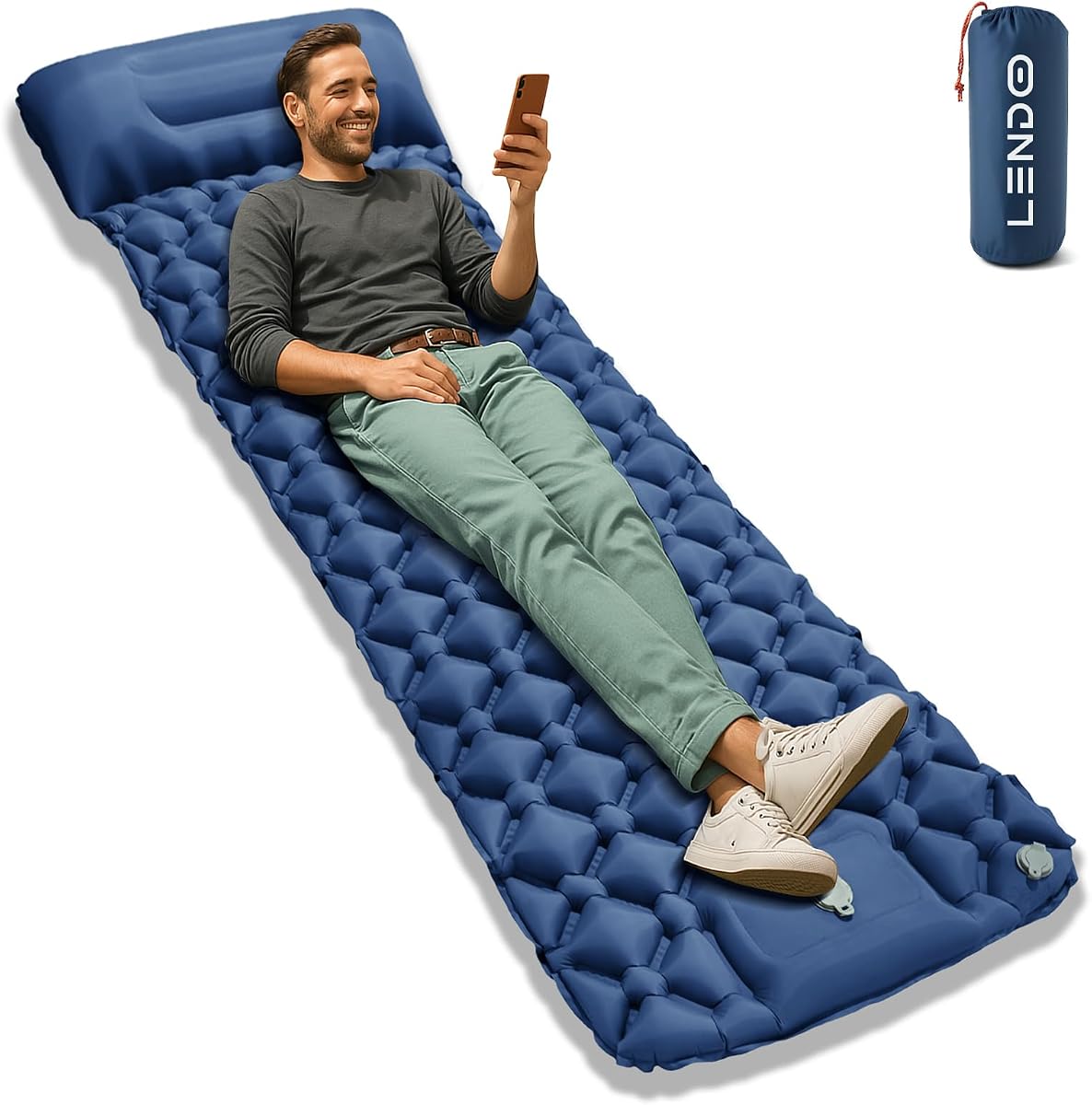 Matelas de camping gonflable LENDOO 195 x 60 cm