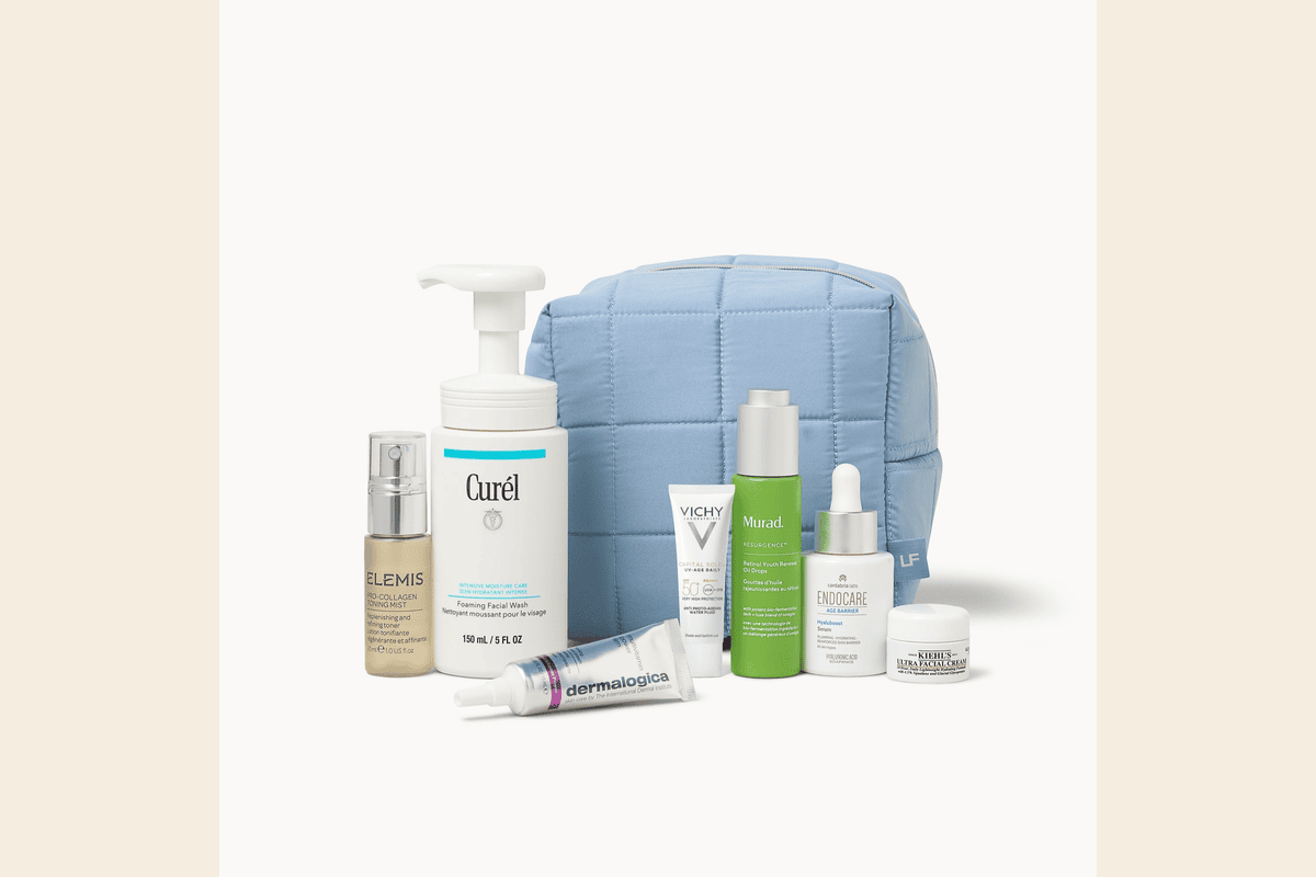 Lookfantastic Édition Pro-Ageing box anti-âge 7 soins Dermalogica Murad Elemis Endocare Kiehl's Vichy Curél trousse bleue 260 € à 55 €