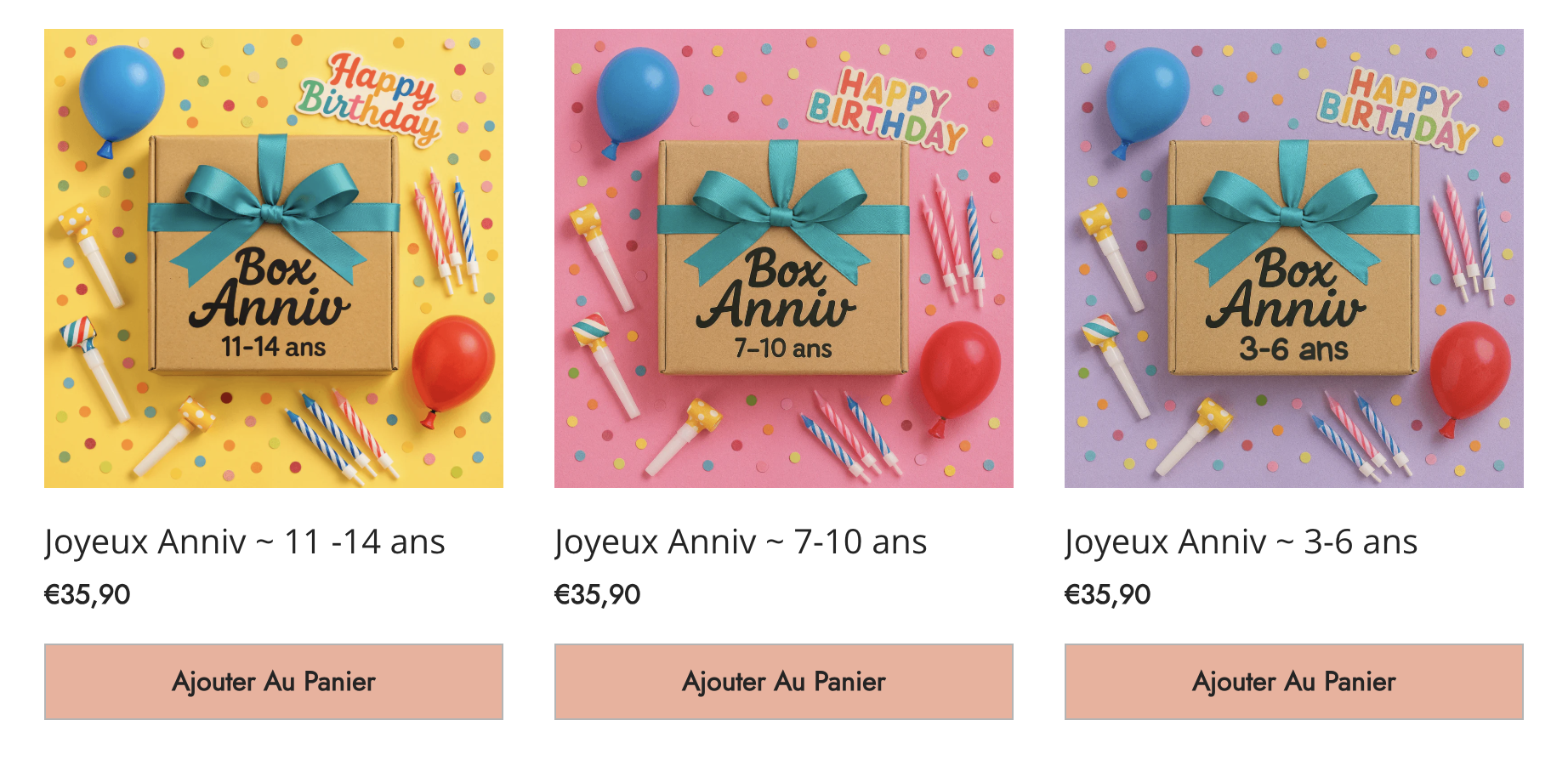 Les 3 coffrets Mademoiselle Confettis : 3-6 ans, 7-10 ans, 11-14 ans
