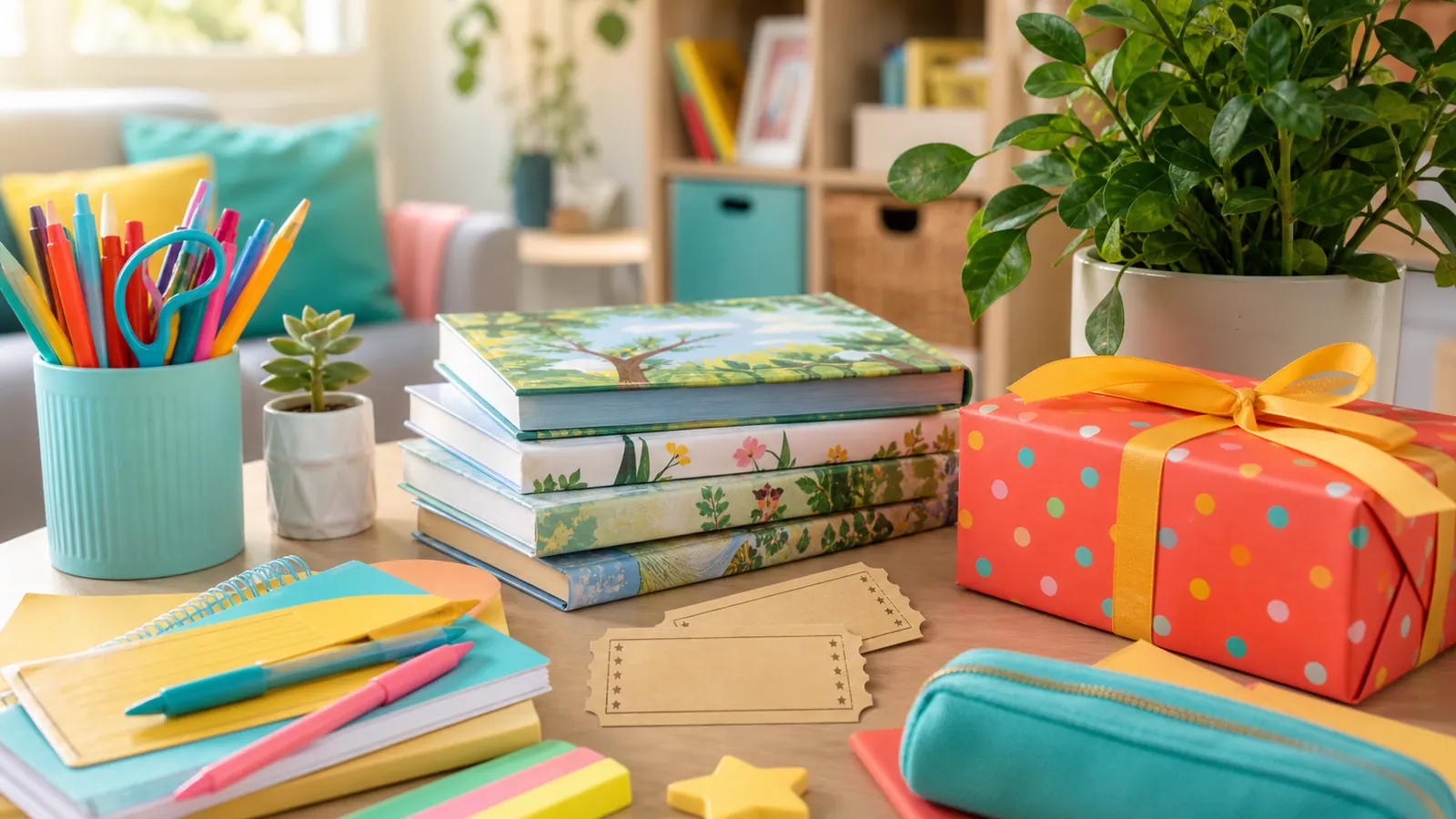 Livres jeunesse, fournitures scolaires, billets de cinéma et cadeau illustrant les concours Ma Famille Zen