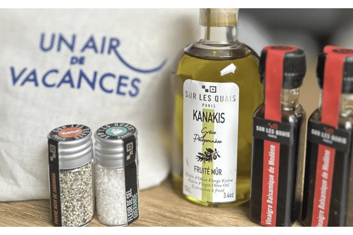Kit Un Air Relevé : huile d'olive, vinaigre balsamique, fleur de sel, poivre