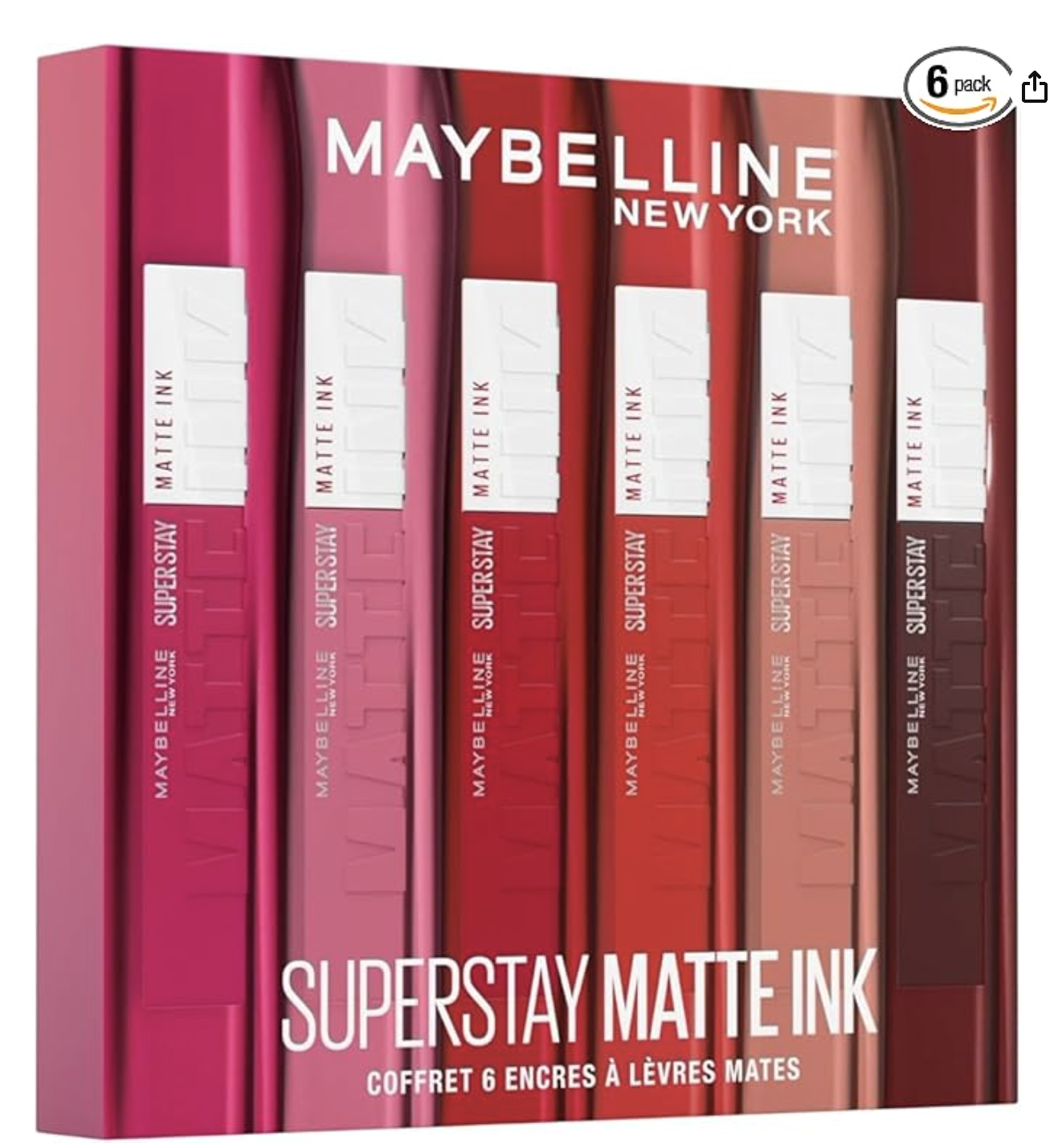 Coffret Maybelline Superstay Matte Ink 6 rouges a levres liquides mats