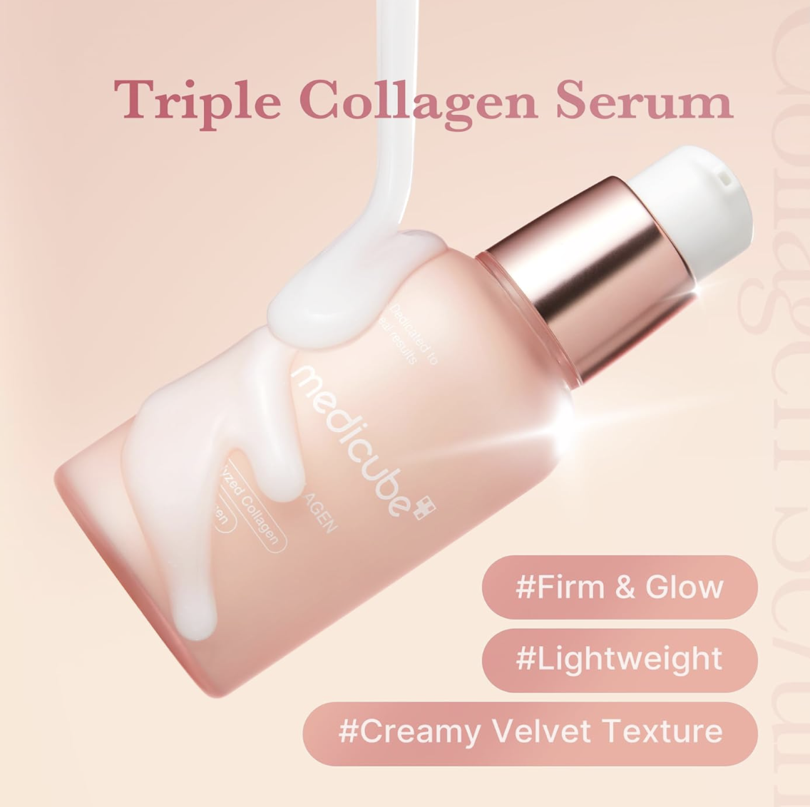 Medicube Triple Collagen Serum : texture crémeuse veloutée, fermeté, éclat, légèreté