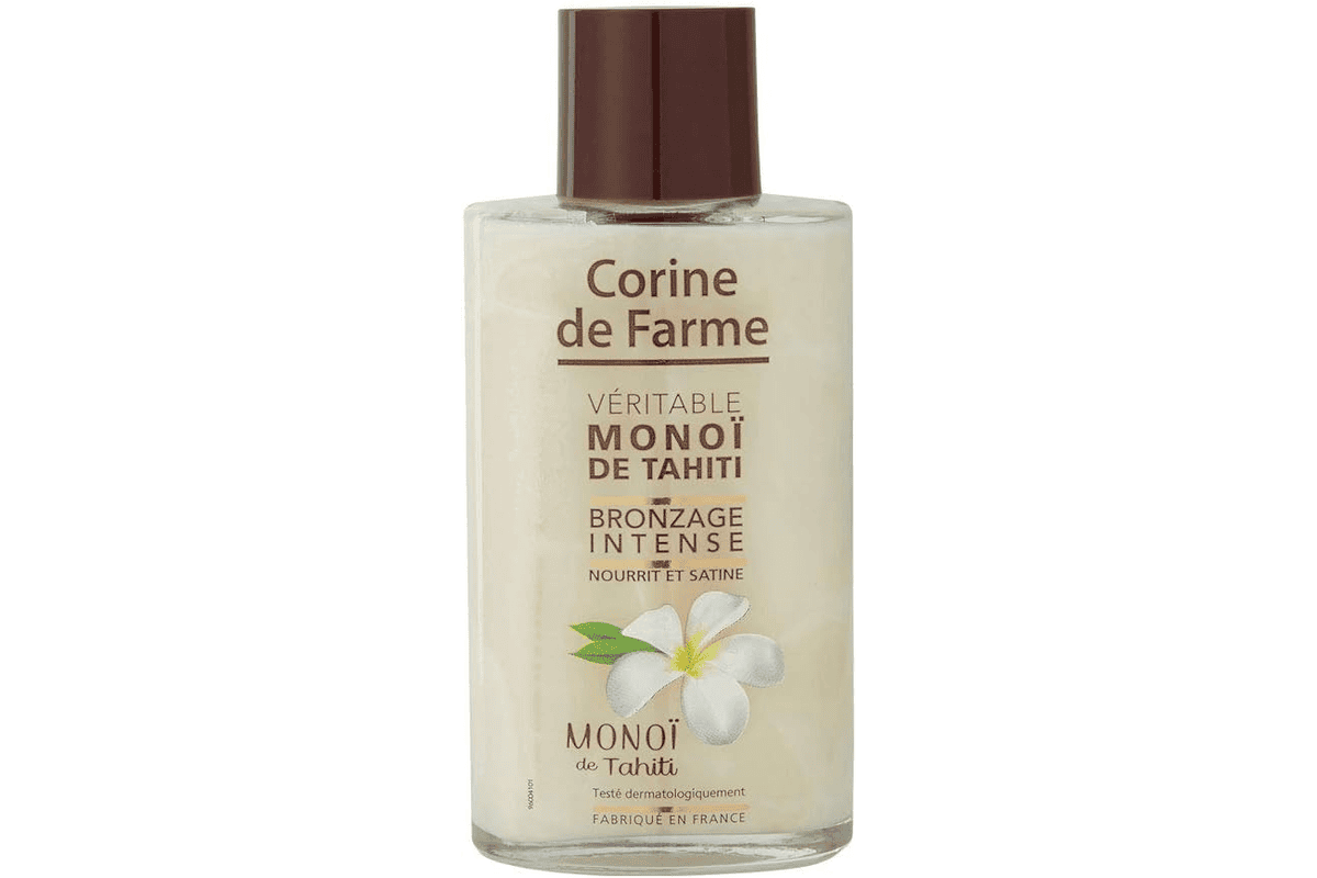 Corine de Farme véritable Monoï de Tahiti 100% naturel 99% monoï huile bronzante hydrate apaise parfum îles