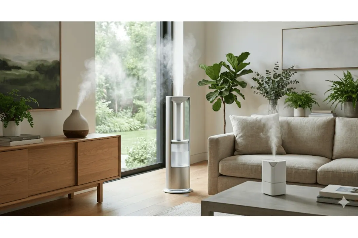 Meilleurs brumisateurs humidificateurs d'air comparatif salon chambre bébé tour compact ultrasonique évaporation Philips Dyson Levoit Boneco Stadler Form Babymoov