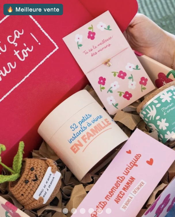 Coffret 5 cadeaux Mieux Que Des Fleurs Fête des Mères sel de bain bougie bracelet cartes