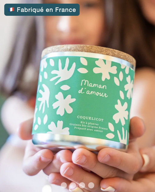 Bougie Maman d'amour Mieux Que Des Fleurs parfum coquelicot fabriquée en France vert motifs floraux