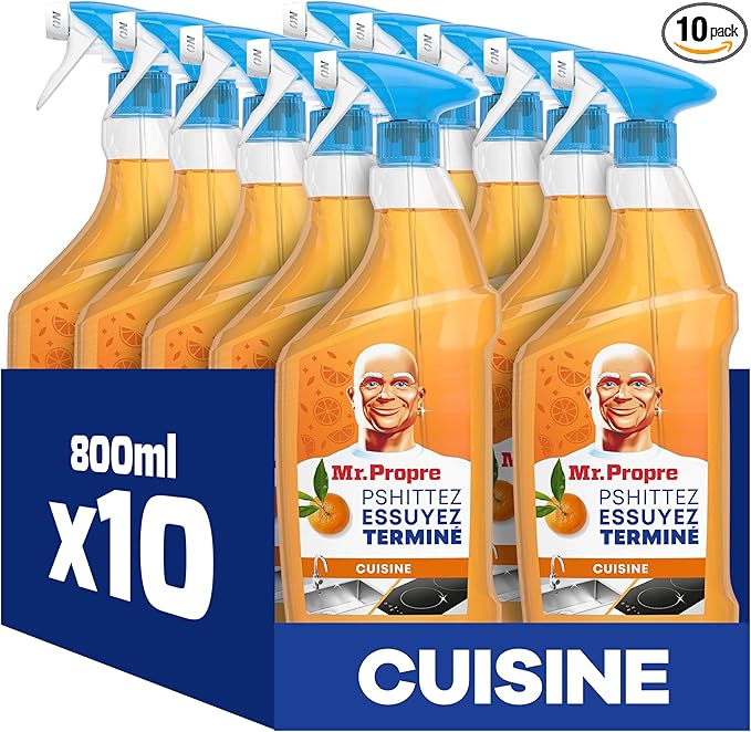 Lot de dix sprays dégraissants Mr. Propre Mandarine 800 ml