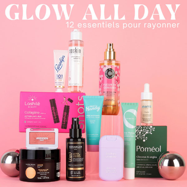 Box Cosmopolitan Glow Therapy avec douze produits beauté à 29,90 euros