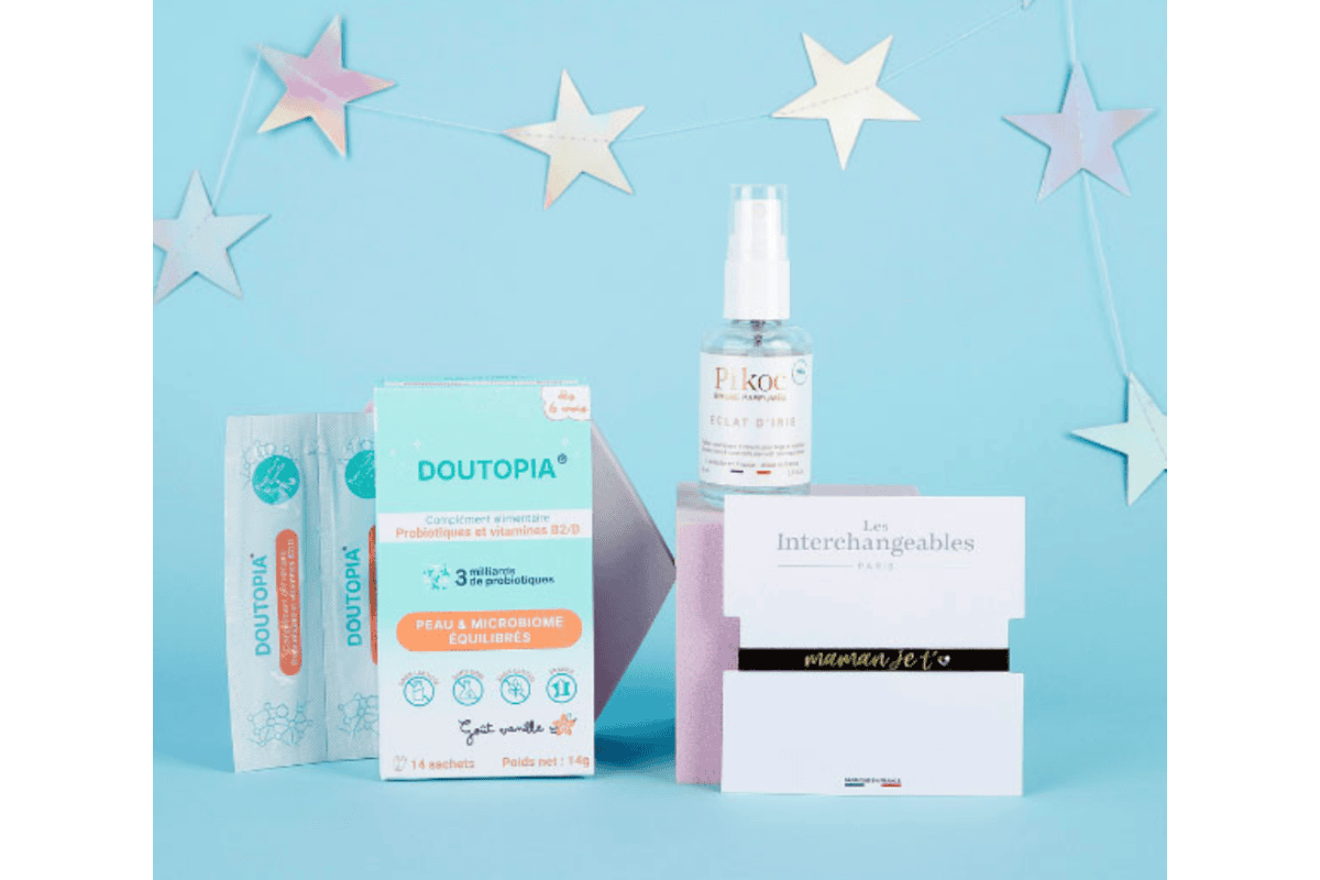 Doutopia probiotiques Pikoc Éclat d'Iris et carte Les Interchangeables Maman Je t'aime