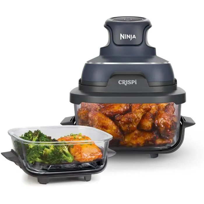 Friteuse sans huile Ninja CRISPi avec ses récipients en verre, proposée chez Cdiscount