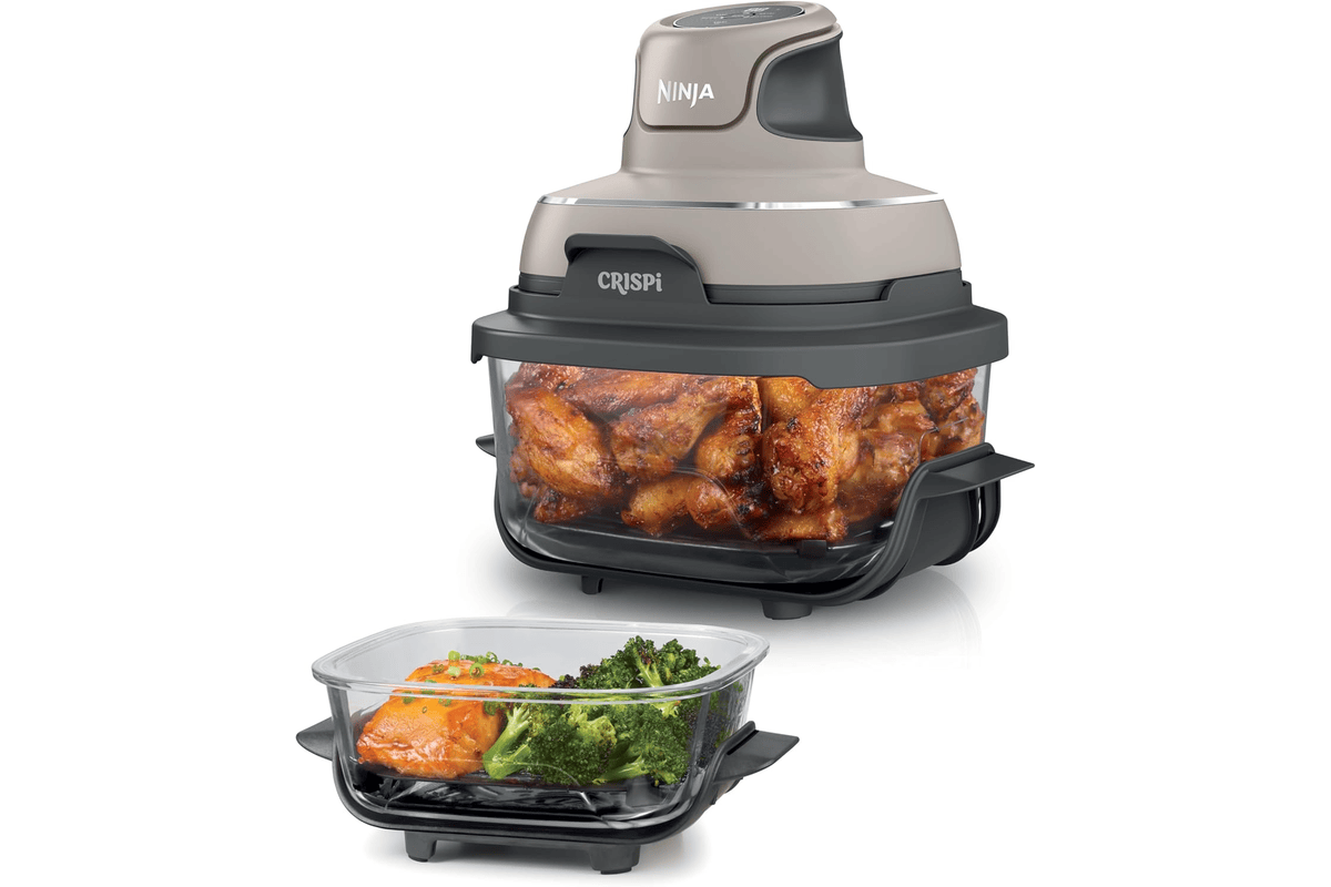 Ninja CRISPi friteuse sans huile 3,8 L 4-en-1 portable 1700 W récipients verre couvercles cuisine