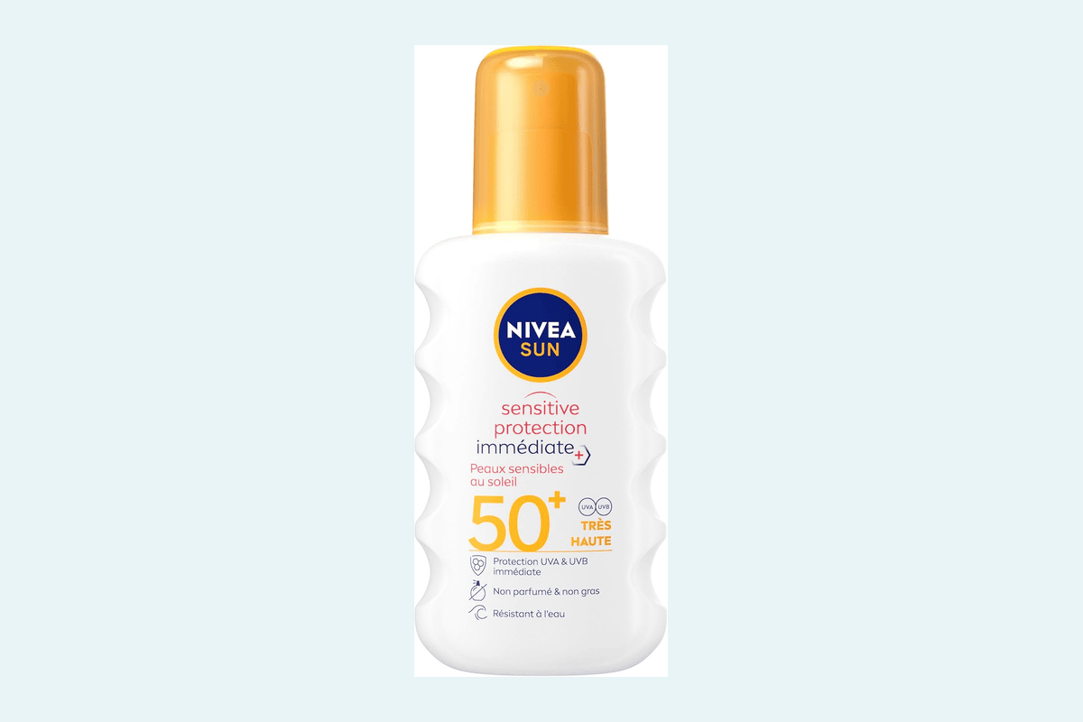 Nivea Sun Spray Sensitive Protection Immédiate SPF50+ 200 ml peaux sensibles GMS