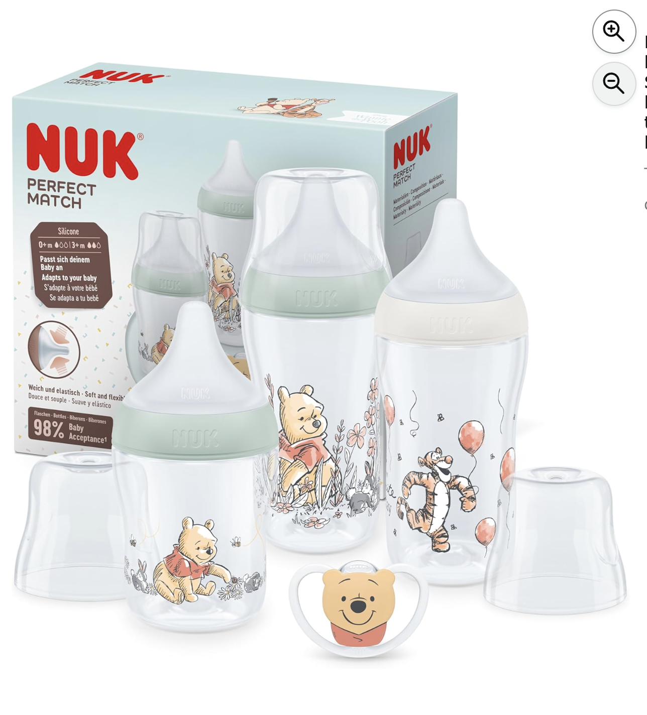 NUK Perfect Match set 3 biberons et tétine Disney Winnie l'Ourson