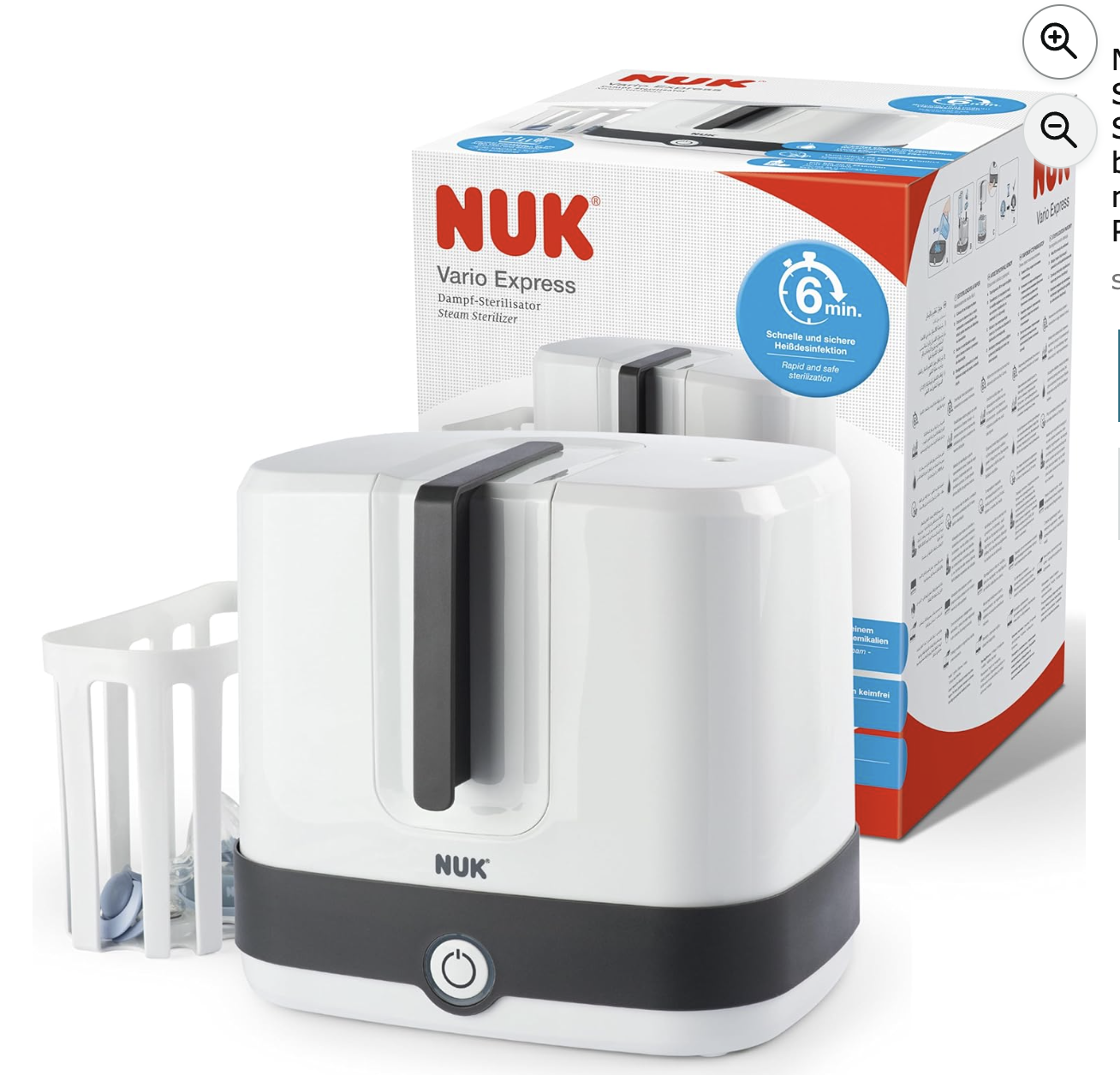 NUK Vario Express stérilisateur de biberons avec panier amovible et boîte