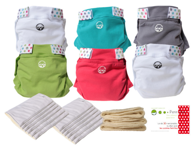 Pack complet P’tits Dessous Petit Pea de couches lavables taille M pour bébé de 5 à 11 kg