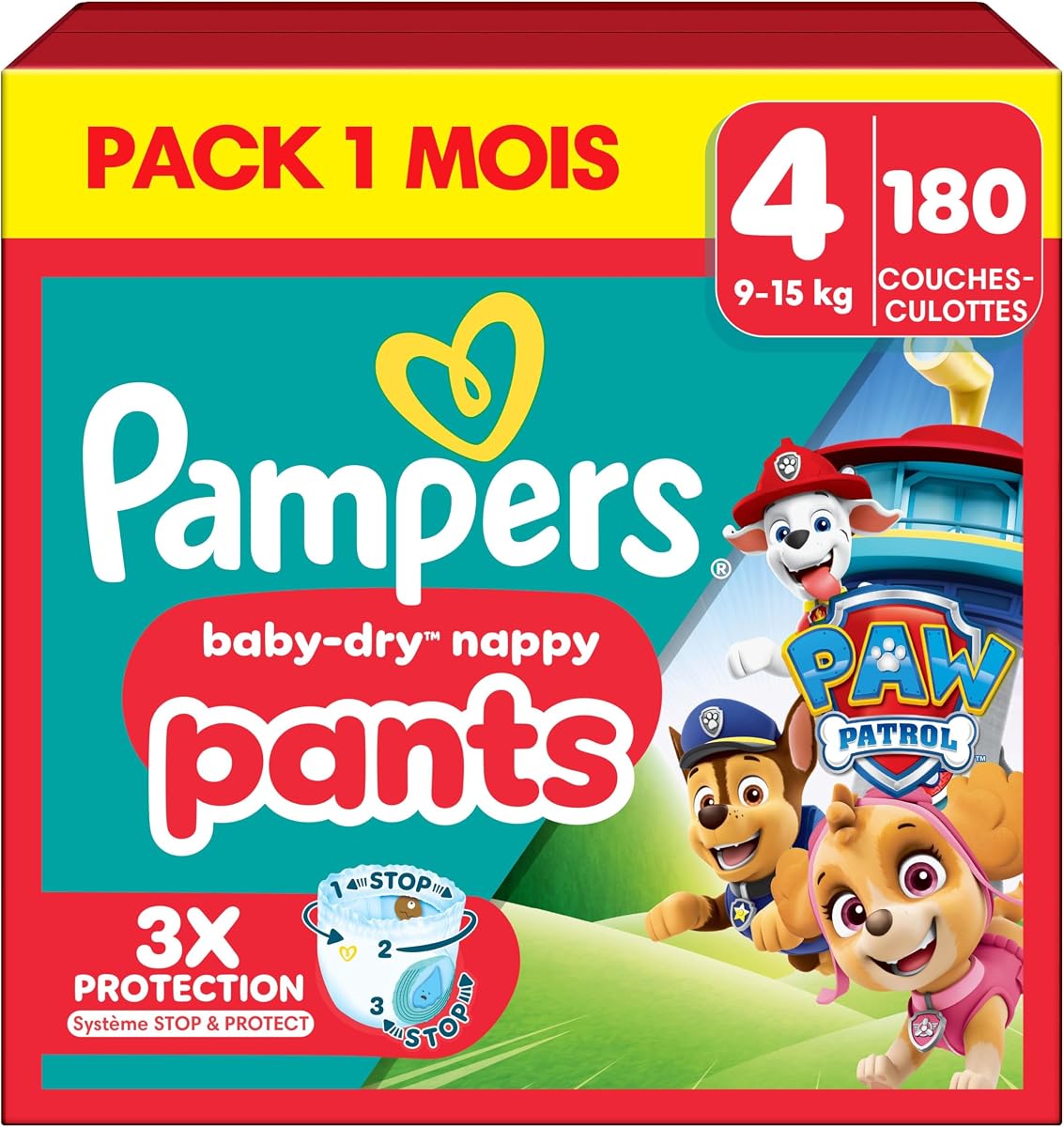 Pampers Baby-Dry Pants Taille 4 La Pat'Patrouille, pack de 180 couches-culottes