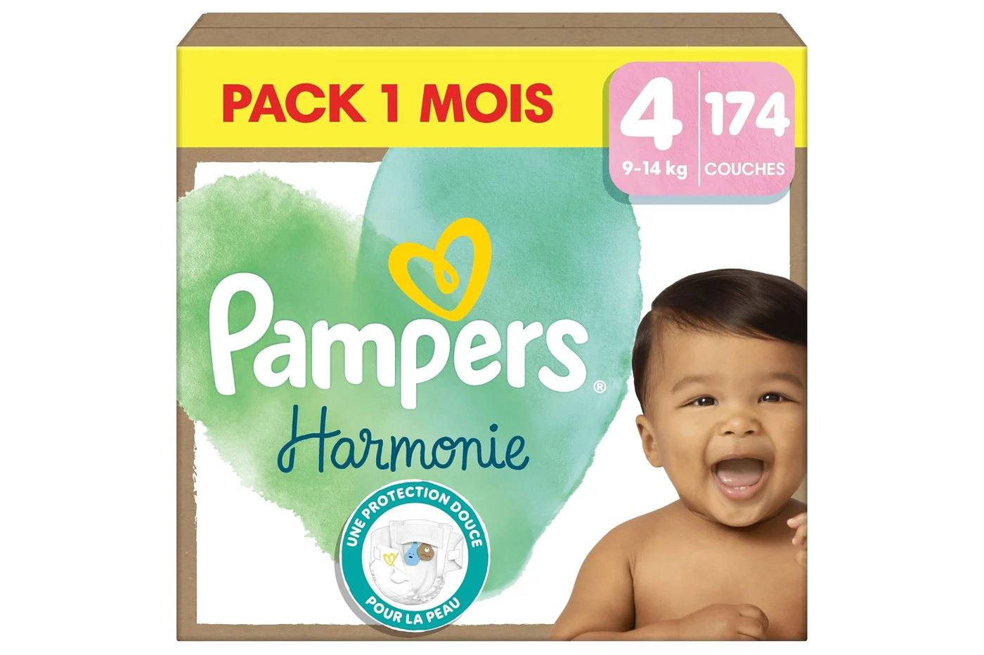 Pack 1 mois Pampers Harmonie Taille 4 composé de 174 couches