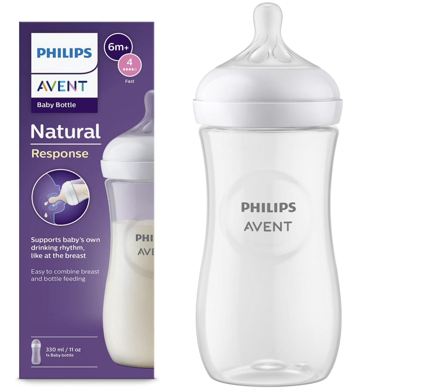 Philips Avent Biberon Natural Response 330ml sans BPA anti-coliques bébé 3 mois et plus