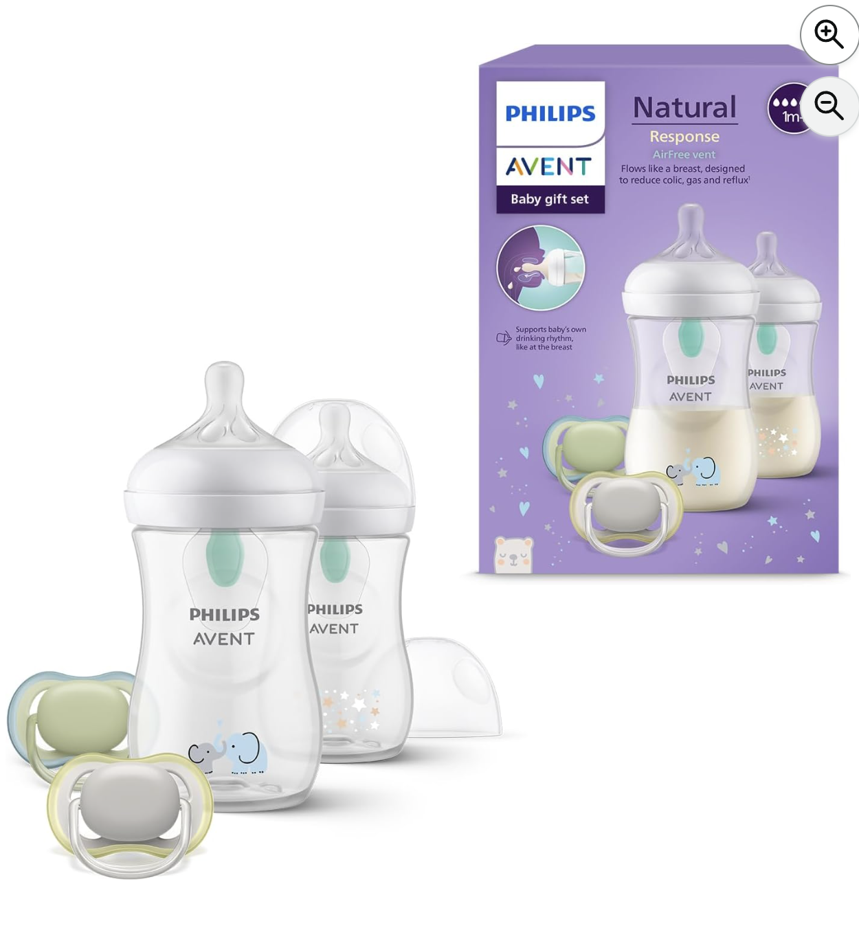 Philips Avent Kit Natural Response SCD657 avec 2 biberons 260 ml et 2 sucettes