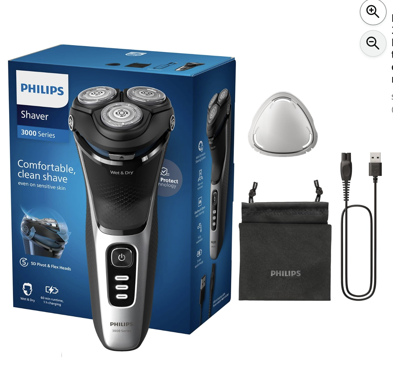 Philips Rasoir Electrique Series 3000 S3241 Wet Dry avec housse et accessoires