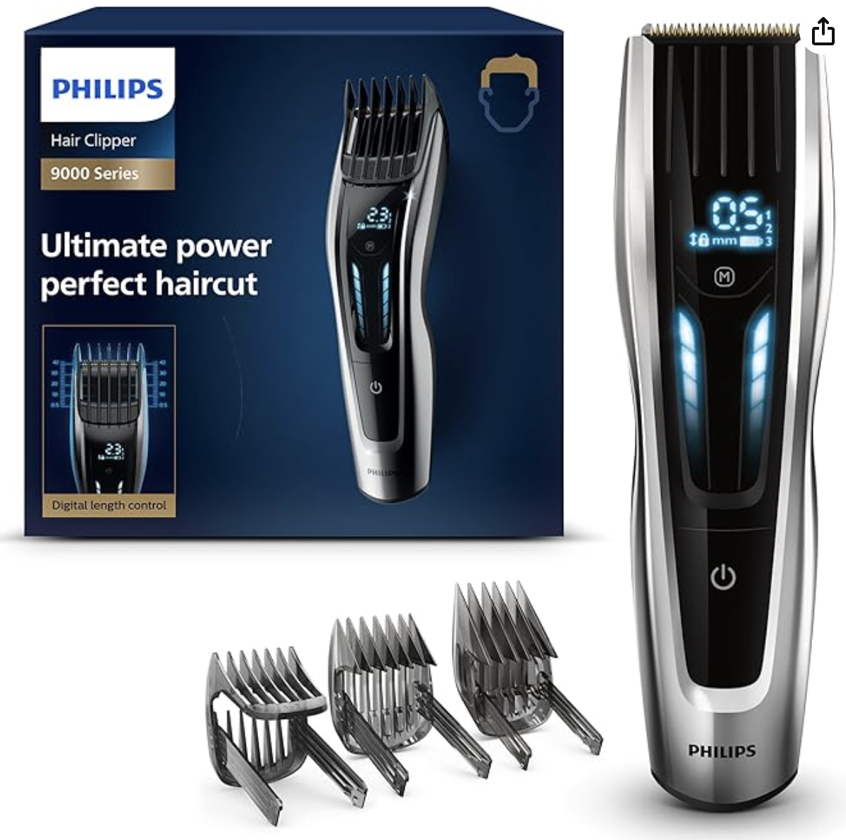 Philips Tondeuse Cheveux Serie 9000 HC9450 avec sabots et boite