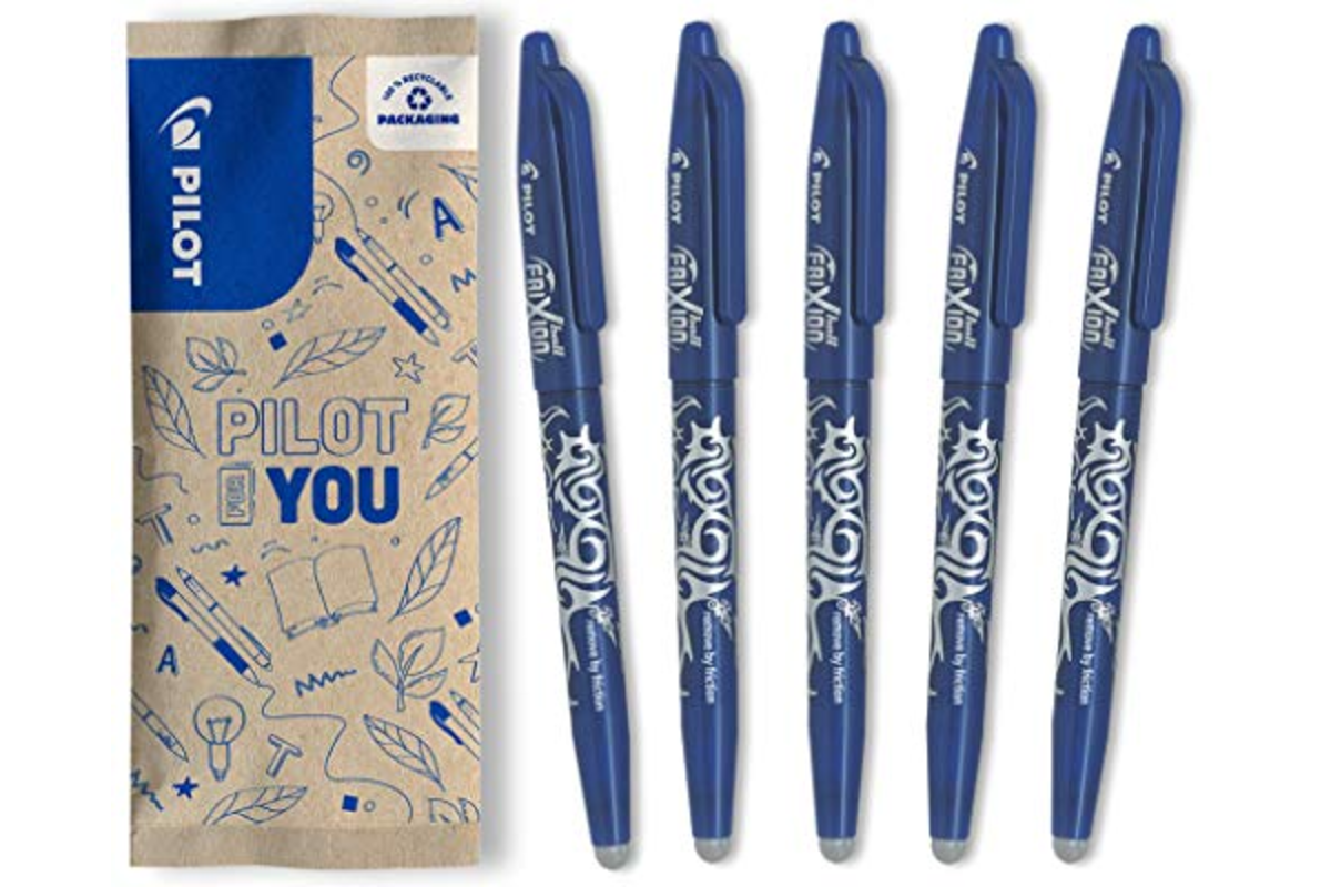 Lot de 5 stylos PILOT FriXion Ball 07 effaçables bleus avec grip