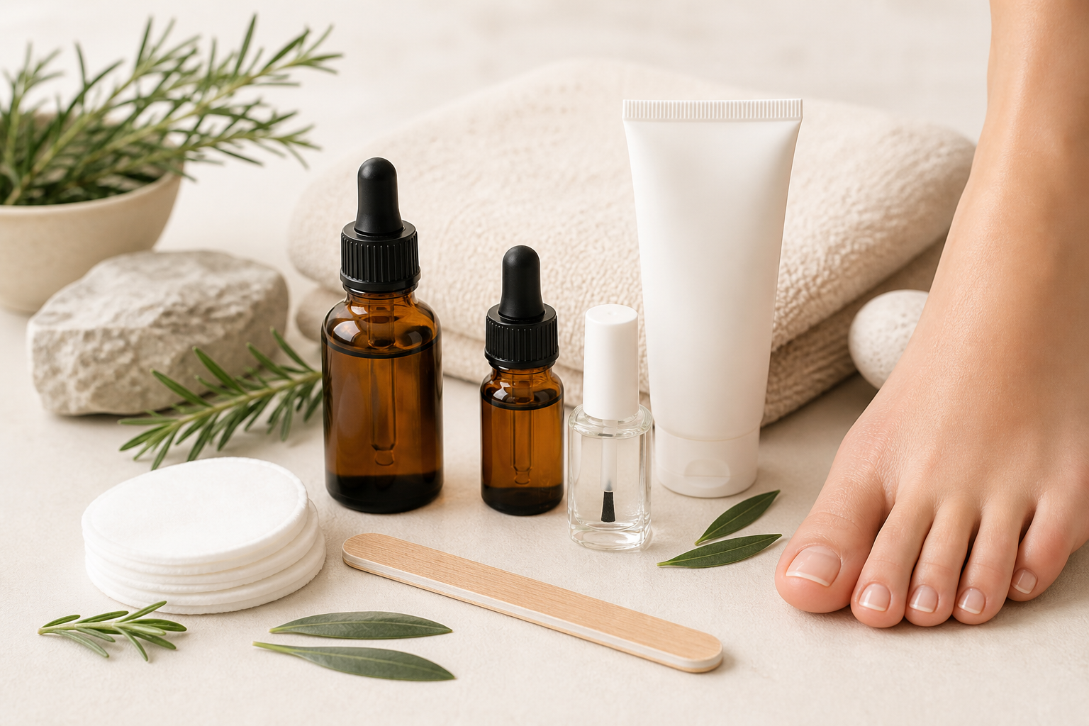 Sérums, crème et accessoires de soin des pieds et des ongles pour le programme ambassadeur Poderm