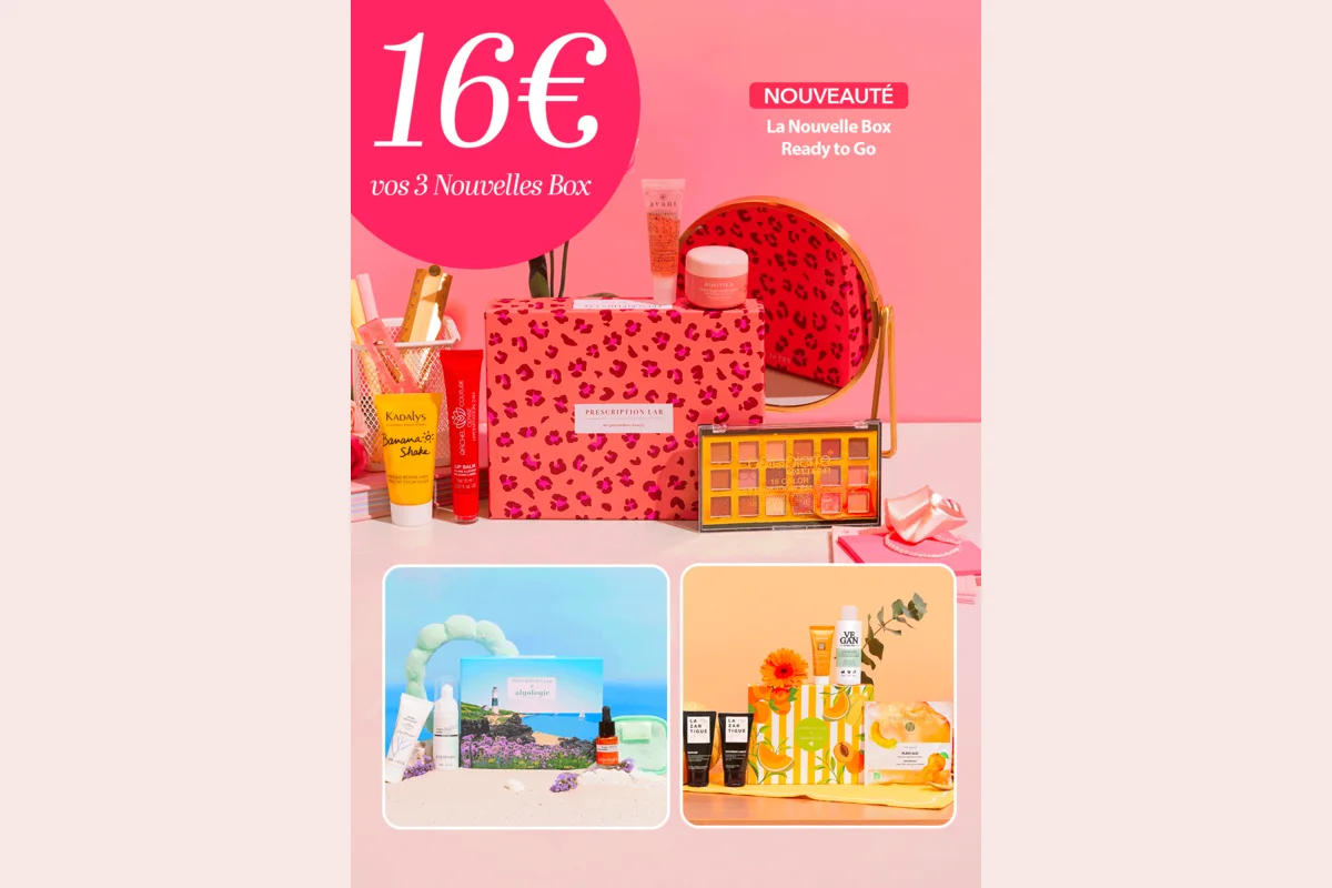 Offre Prescription Lab de trois box beauté et quinze produits pour 16 euros en septembre 2026