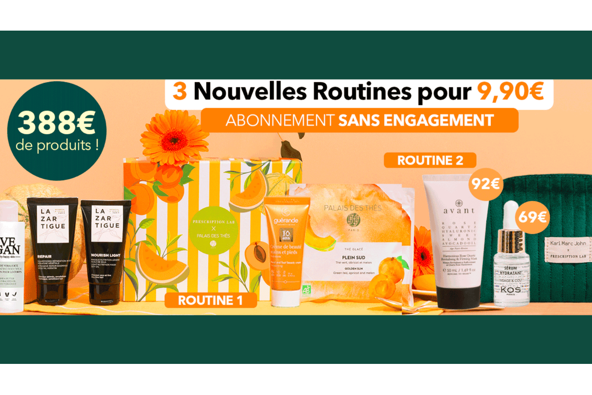 Prescription Lab Maxi Promo 3 routines + Trousse Karl Marc John 10 produits valeur 388 € pour 9,90 € sans engagement été 2026