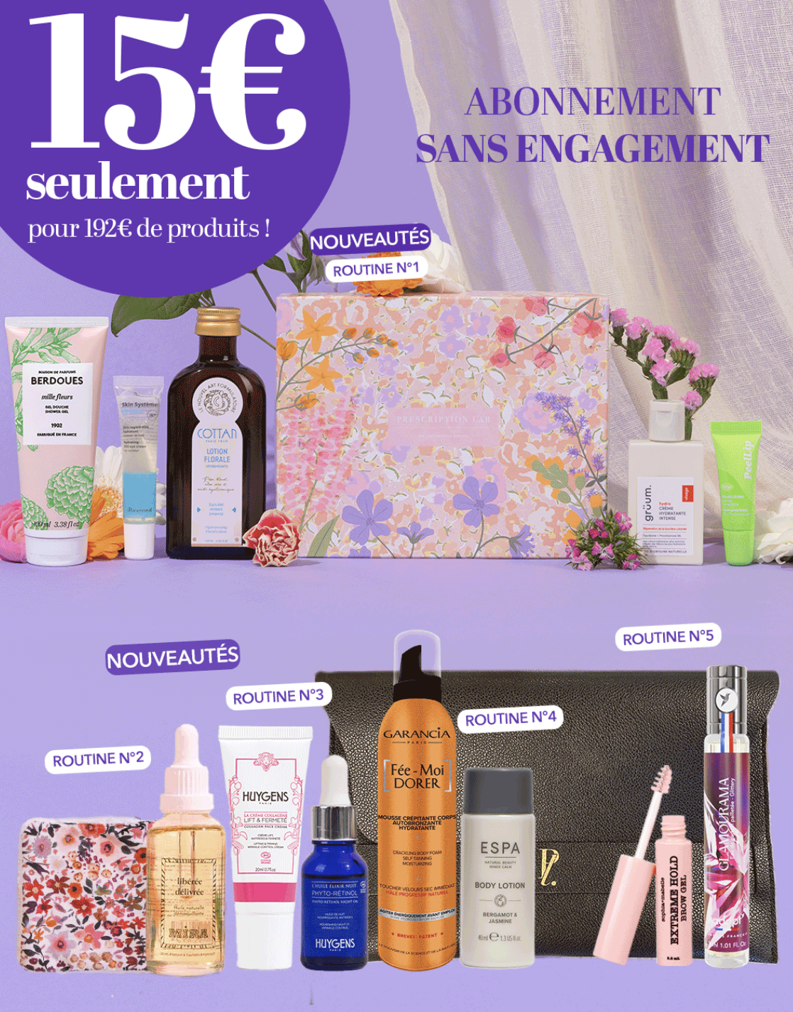 Prescription Lab offre flash 5 routines printanières 14 produits 15 euros