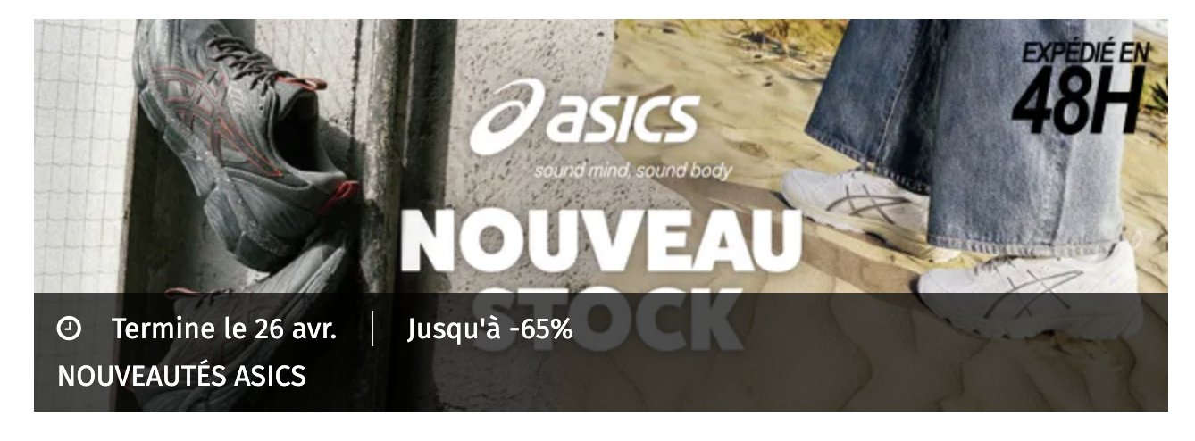 Vente privée nouveautés Asics sur Private Sport Shop