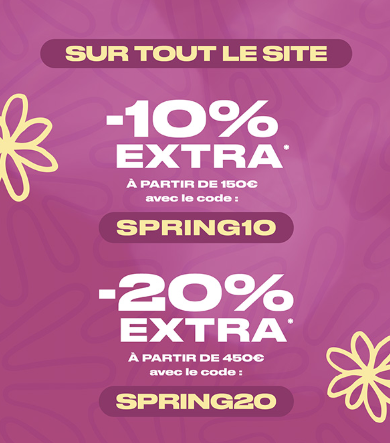 Private Sport Shop codes promo SPRING10 et SPRING20 avril 2026