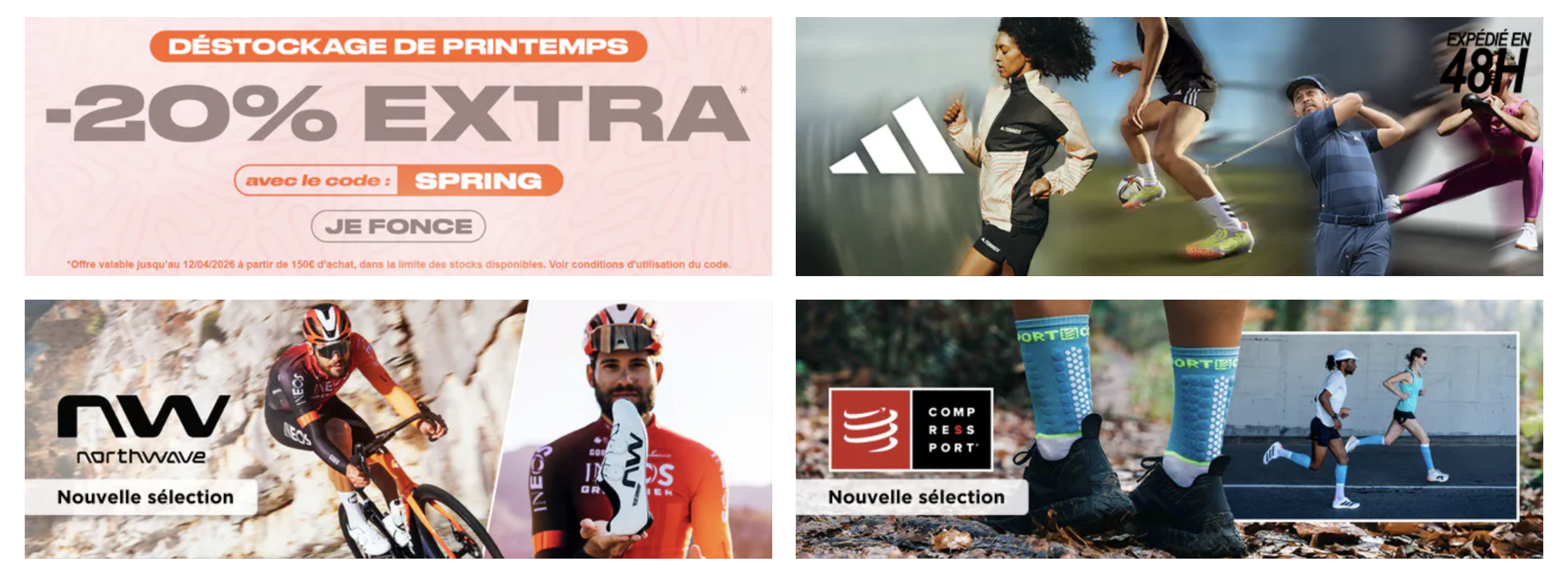 Private Sport Shop déstockage printemps -20% extra code SPRING Adidas Northwave Compressport