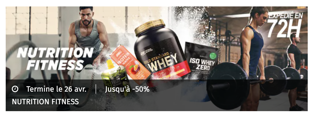 Vente privée nutrition fitness et whey protéines