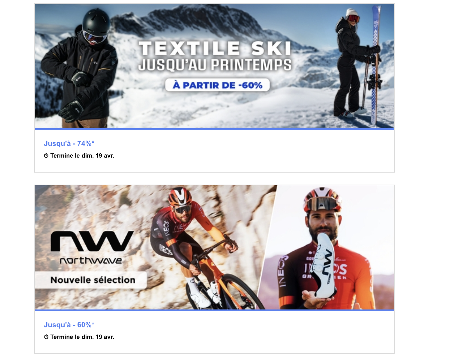 Textile ski jusqu'à -74% et Northwave -60%