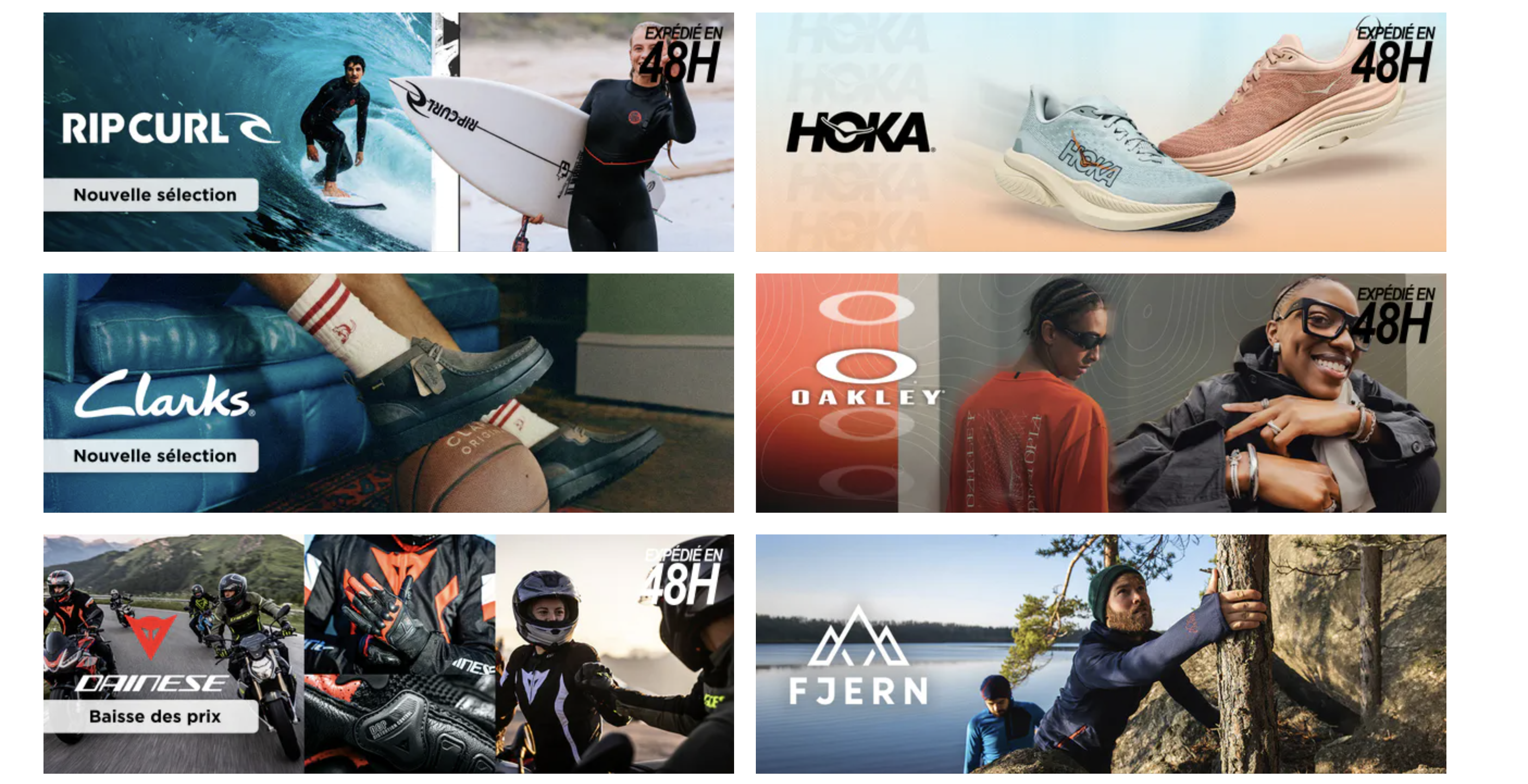 Ventes Hoka, Rip Curl, Oakley, Clarks, Dainese sur Private Sport Shop